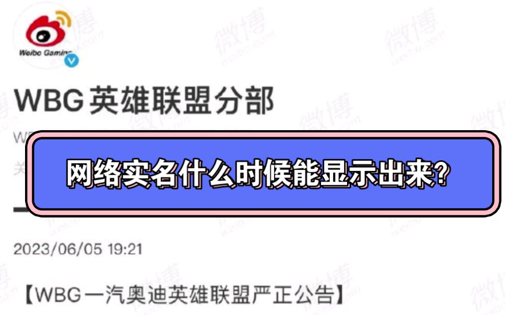 WBG发公告引发的思考『当网络上充斥着人生攻击和恶意言论』网络实名什么时候能显示出来?哔哩哔哩bilibili