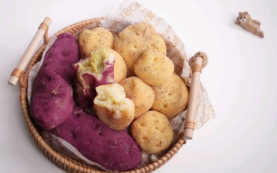 【卡通点心】教你如何制作网红土豆紫薯包‖potato, sweet potato