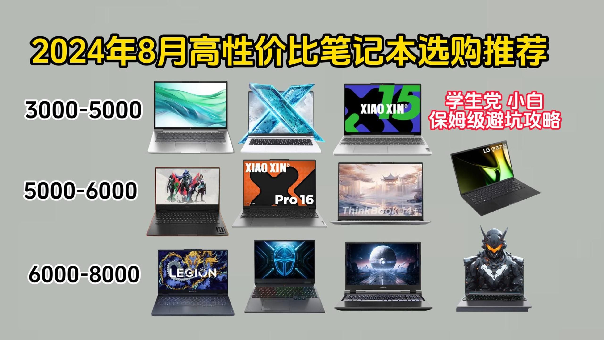 【学生党闭眼可入】2024年8月超高性价比笔记本电脑推荐 学生党、小白笔记本电脑选购清单 3000/4000/5000/6000元各价位游戏本/轻薄本/全能本哔哩哔哩...