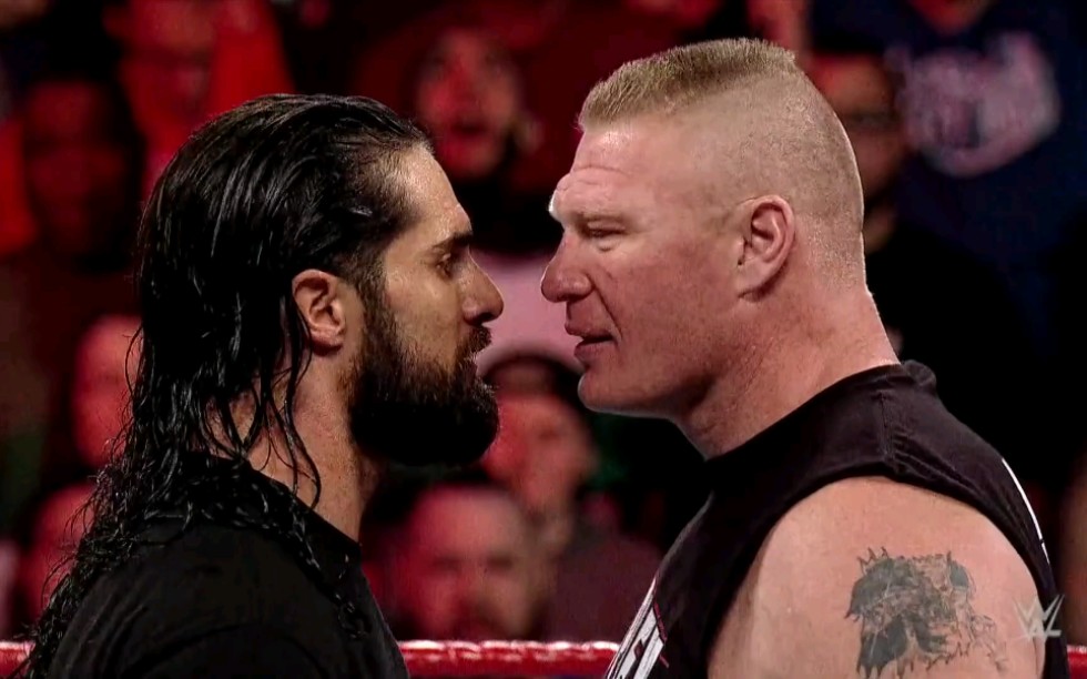 wwe  赛斯罗林斯  vs  布洛克莱斯纳  wm35赛前宣传