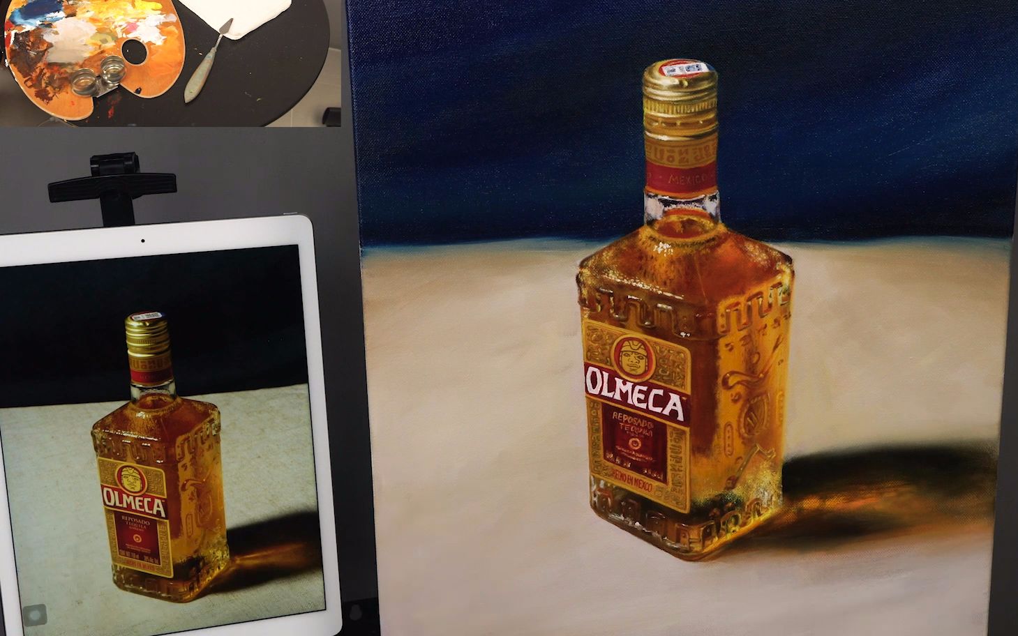 原创【油画静物】酒瓶,油画全程总共画了15小时,三倍速,期间风干了