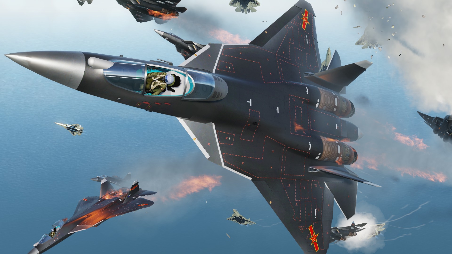 如果出动国产苏57战斗机,能战胜f22五代战斗机吗?游戏模拟