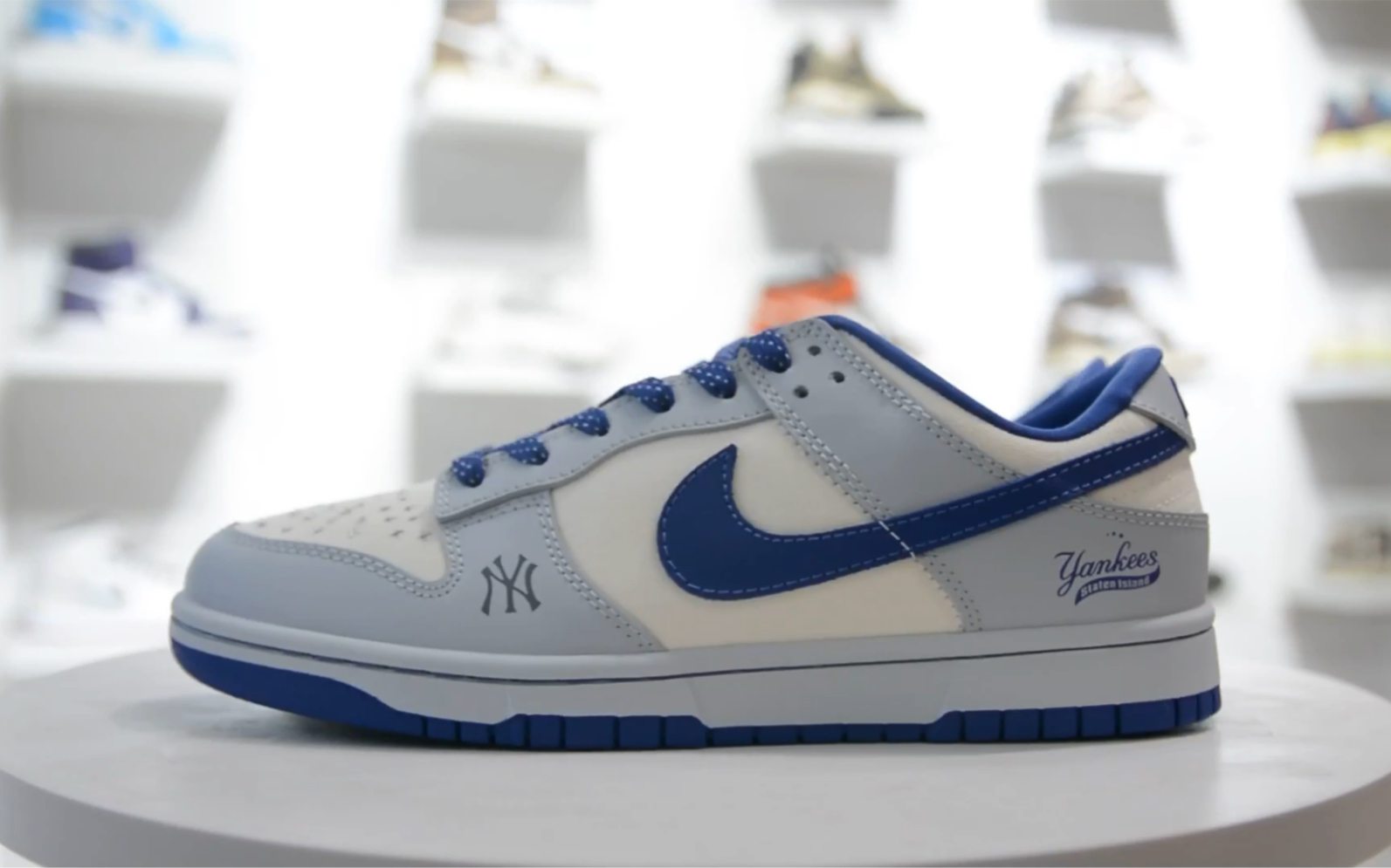 【权威实拍】nike dunk low 定制mlb联名 米白蓝