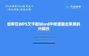 Download Video: 如何在WPS文字和Word中快速画出常用的分隔线