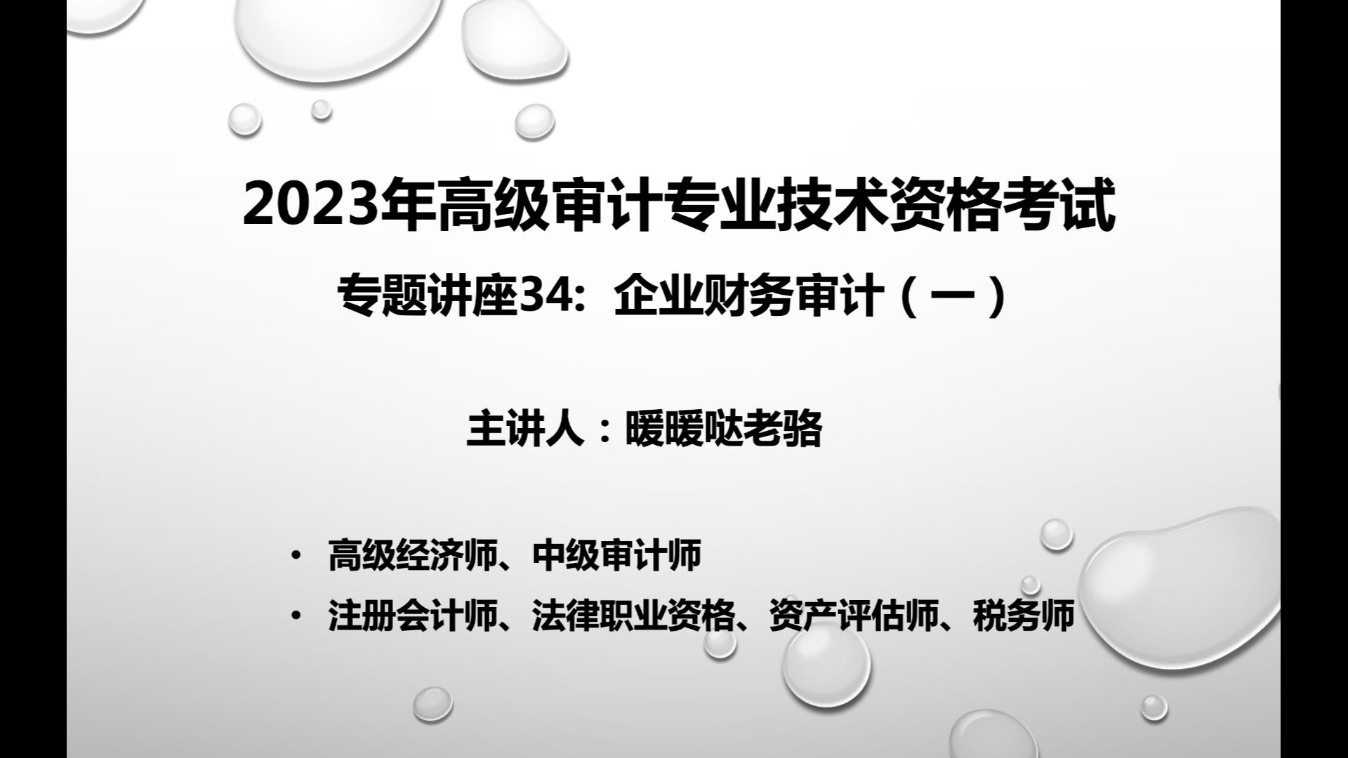 2023年高级审计师奋战计划第121期:《高级审计实务》专题讲座34—企业财务审计(一)哔哩哔哩bilibili