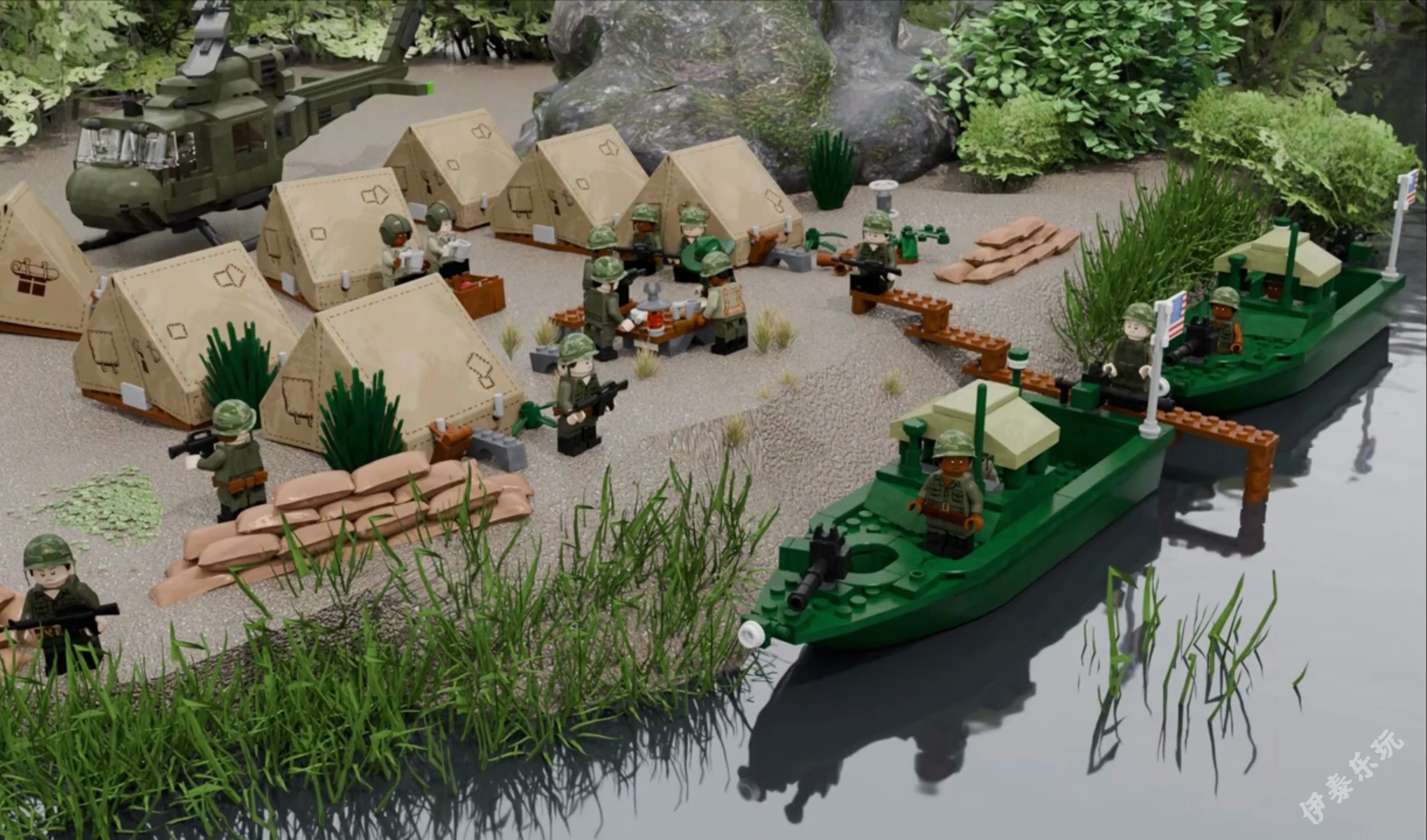 乐高3d定格动画-美越战争-巡河遭遇战-4k高清画质