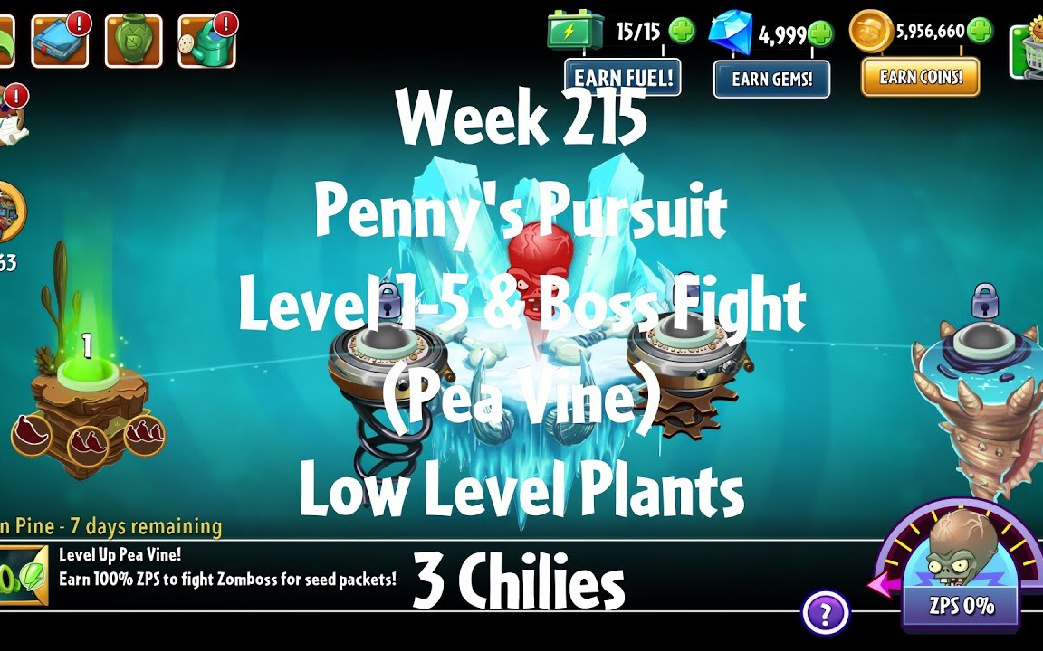 PvZ2 Penny's Pursuit Week 215 (Pea Vine)  3 Chilies