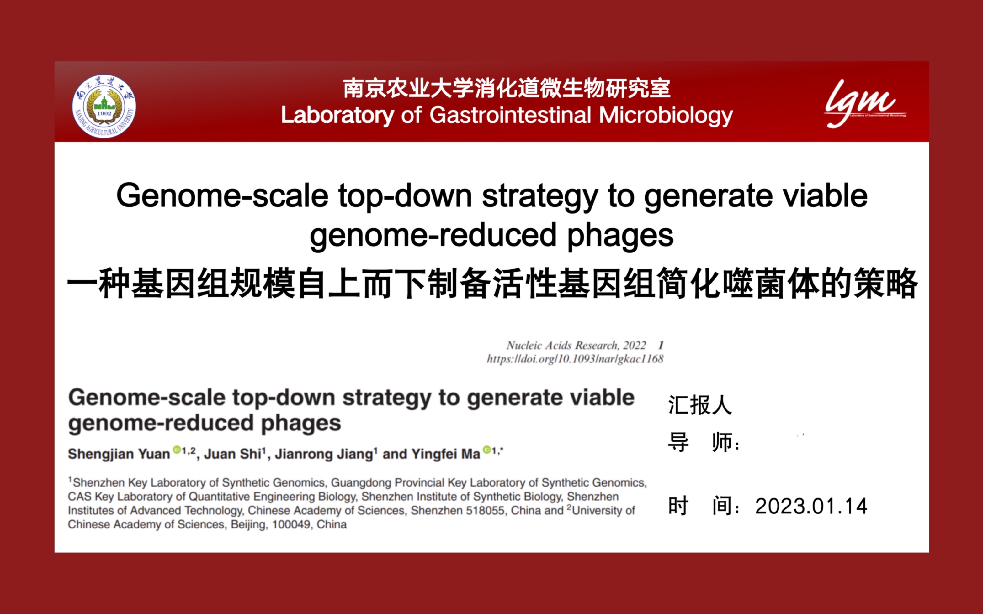 【科研年终汇报】《合成生物学》推荐 | Nucleic Acids Research:底盘噬菌体的高通量制备哔哩哔哩bilibili