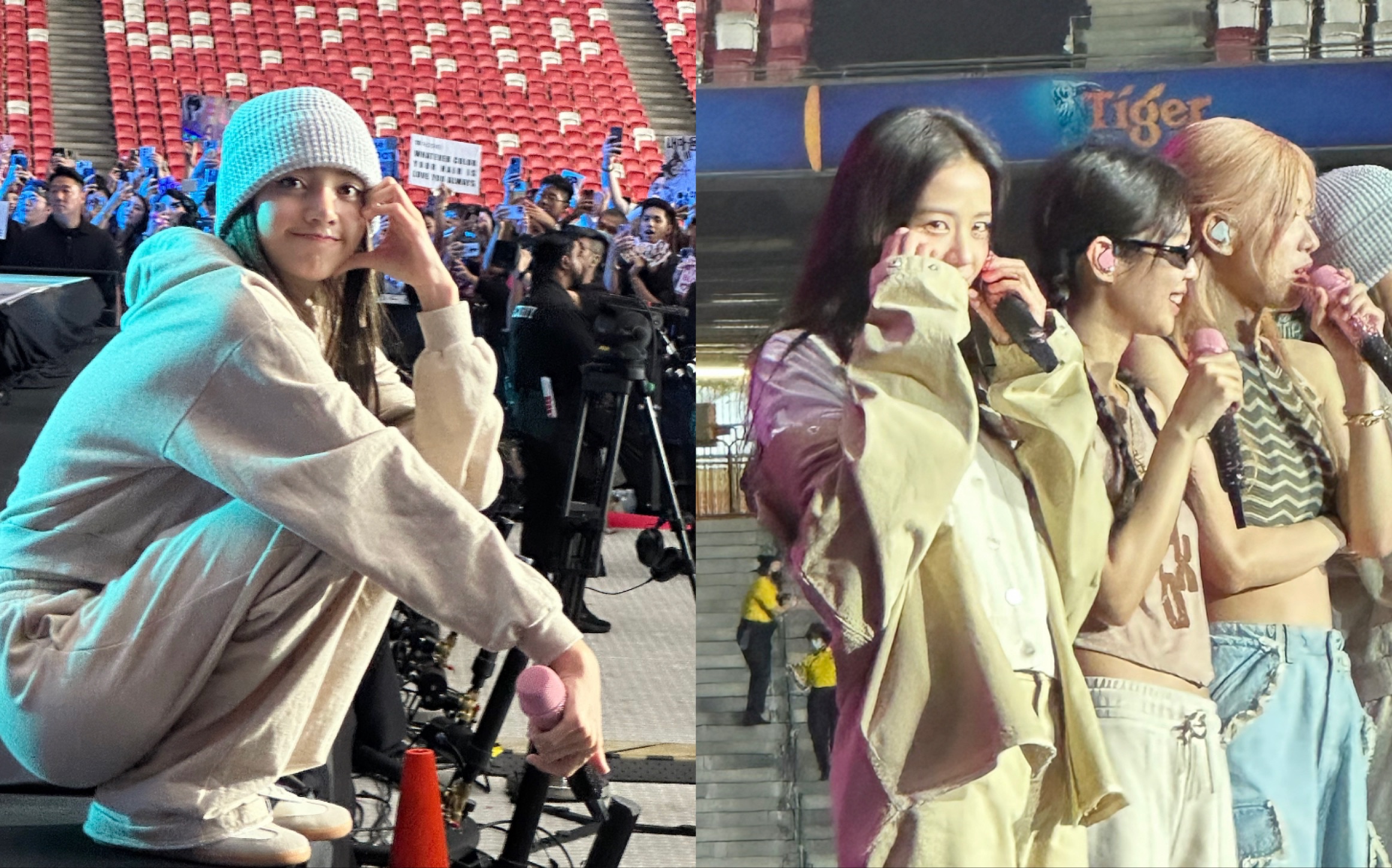 230514 blackpink 演唱会彩排 - 五分钟内被 lisa和jisoo智秀翻牌比心