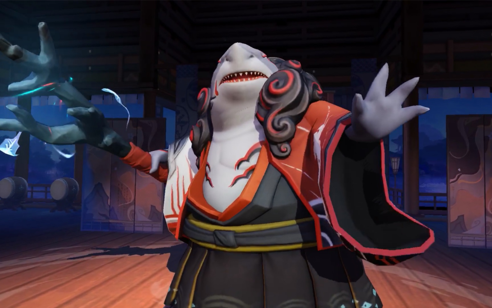 平安京 海海坊主鲨鱼新皮肤 【海雾沧浪】特写 现场特效