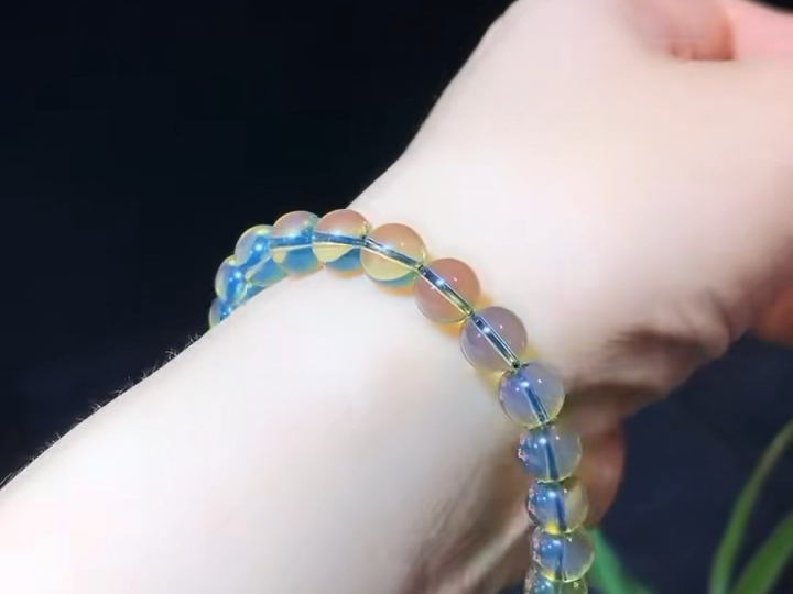 【精品蓝珀手串】7mm天然墨西哥蓝珀5a净水高蓝,至上至美蓝精灵91大