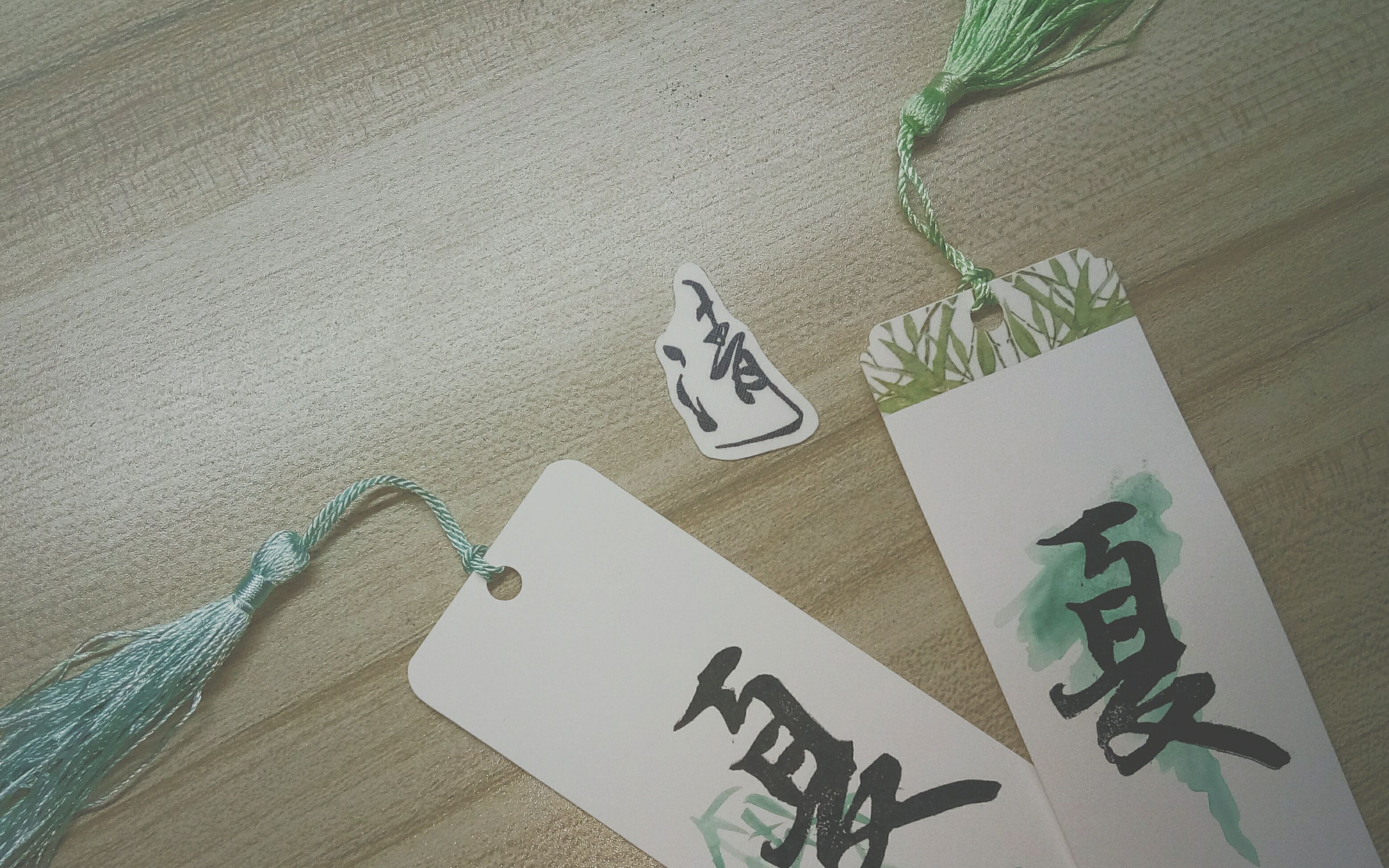 橡皮章竹叶书签