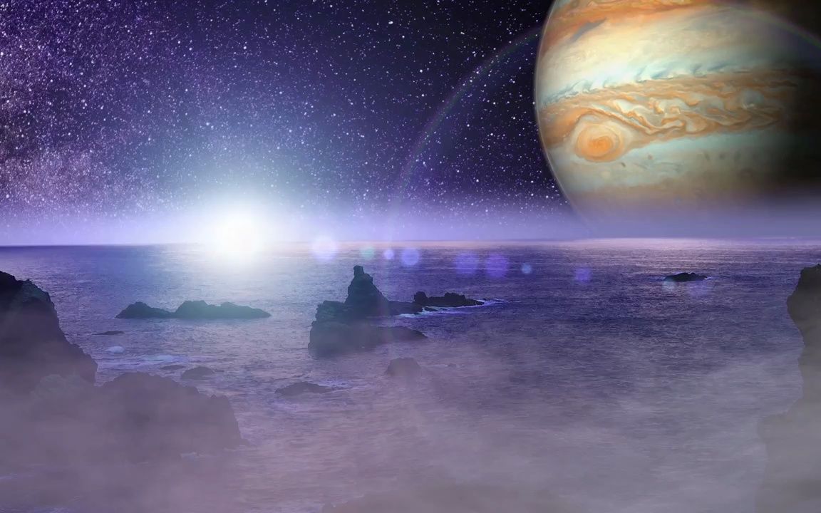 舞台背景 ▏a567 4k超高清画质唯美梦幻紫色星空金星火星海洋海面海水