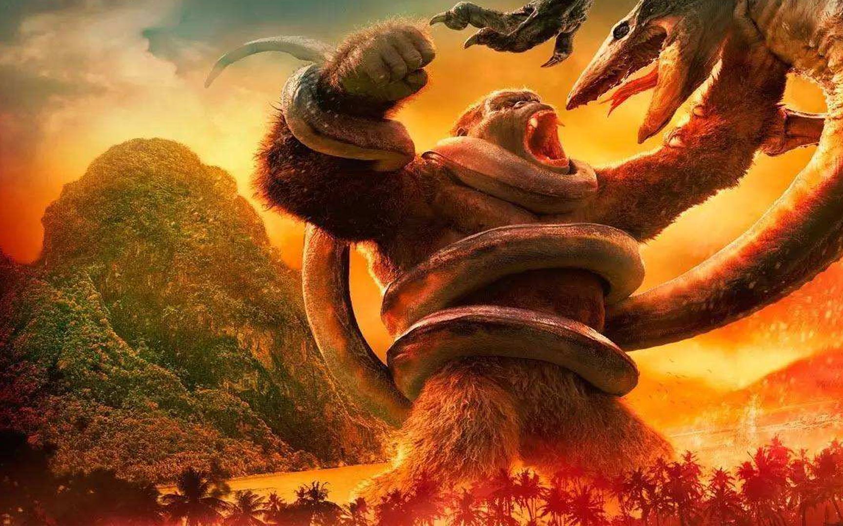 《金刚骷髅岛》人类,金刚,骷髅巨蜥大乱斗混剪,暴力美学