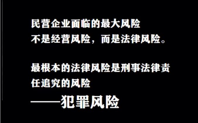 民营企业面临的最大风险不是经营风险,而是法律风险.最根本的法律风险是刑事法律责任追究的风险——犯罪风险哔哩哔哩bilibili