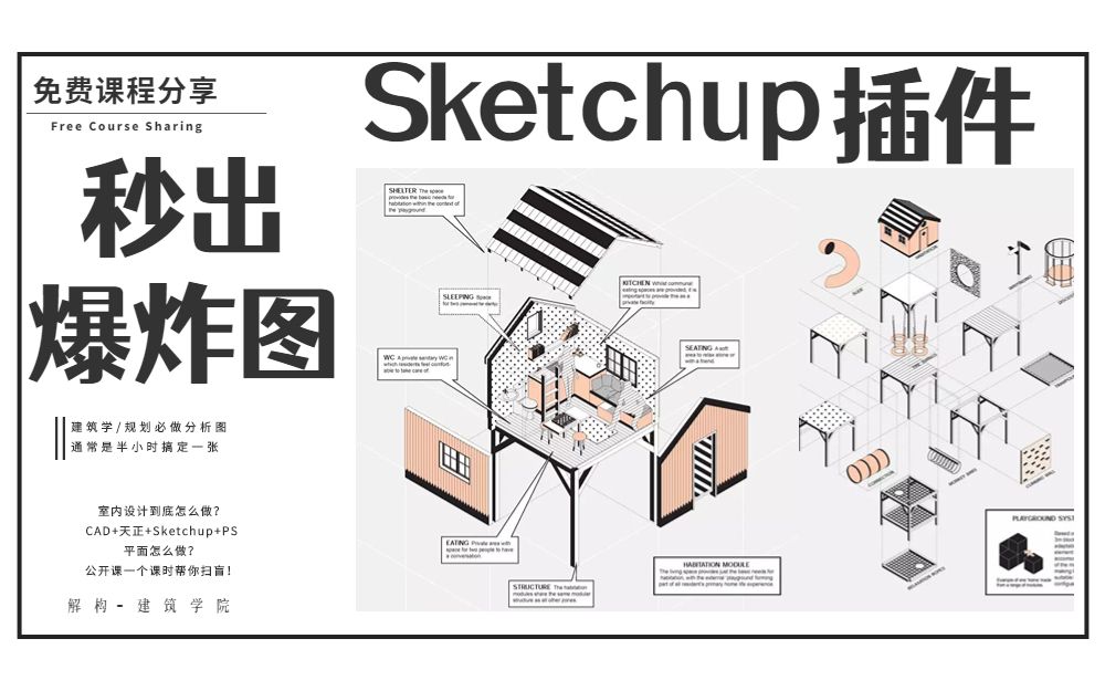 [图]【Sketchup 爆炸拆分插件】秒生成分析图！一键生成建筑/室内拆分爆炸图！