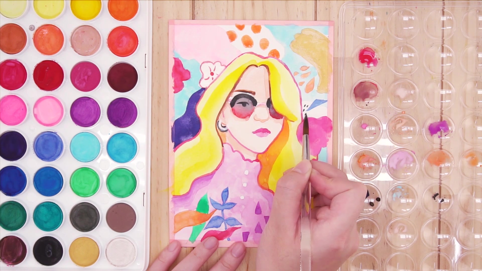 每周一绘:用粉饼水彩,大玩缤纷色块风装饰画