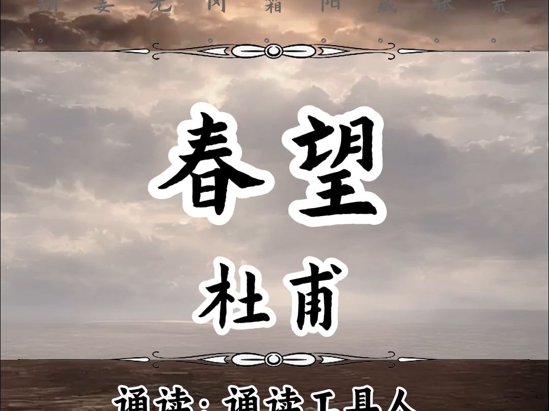 【竖版】杜甫《春望》:白头搔更短,浑欲不胜簪哔哩哔哩bilibili