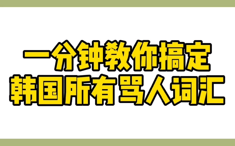 一分钟教你搞定韩国所有骂人词汇~哔哩哔哩bilibili