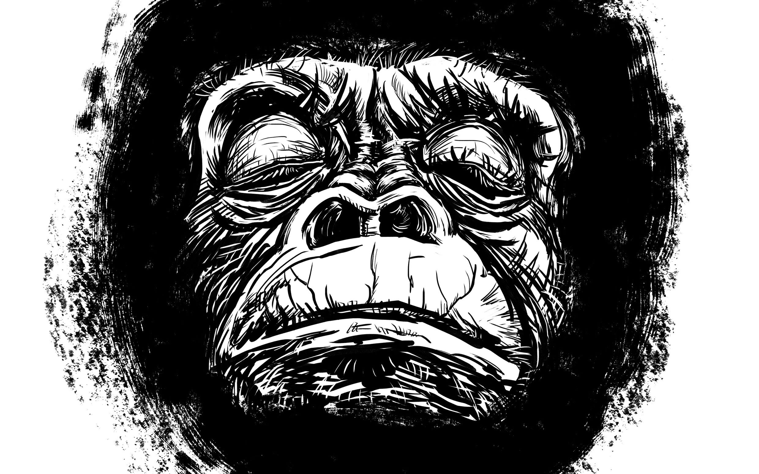 黑猩猩插画绘制过程及t恤效果展示