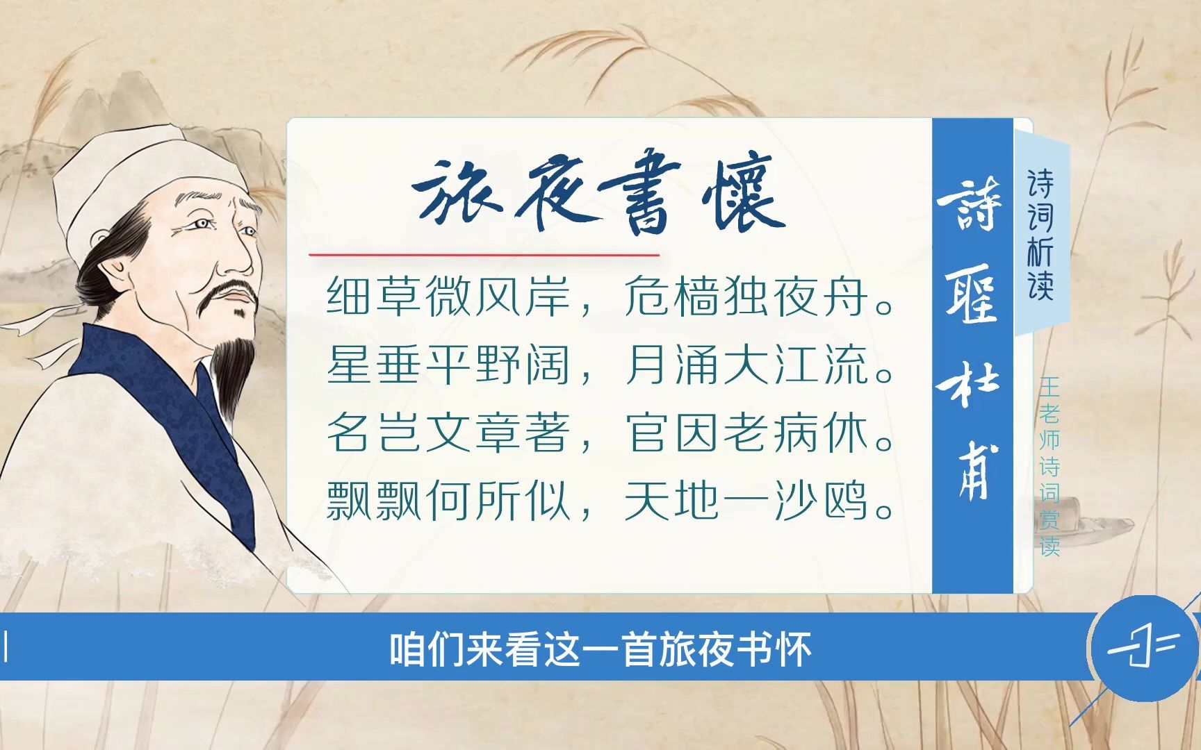 杜甫《旅夜书怀》星垂平野阔,月涌大江流