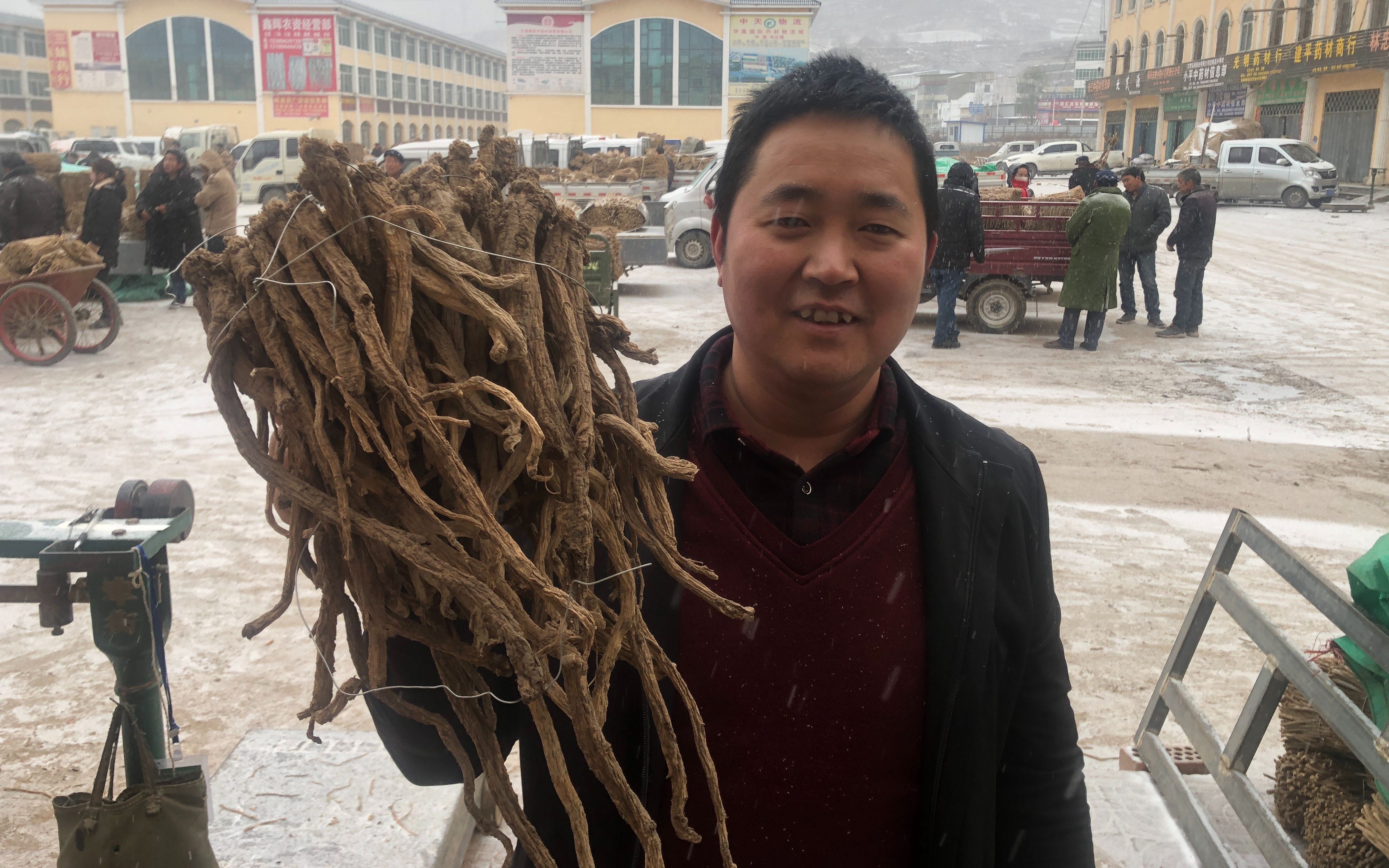 [图]老乡说有野生党参但要价太高，当归哥冒着大雪去看货却空手而归