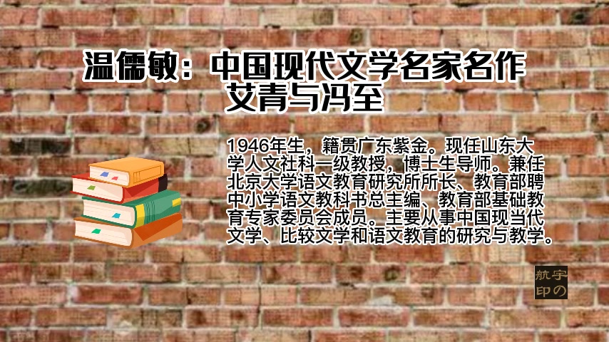 温儒敏:中国现代文学名家名作——艾青与冯至哔哩哔哩bilibili