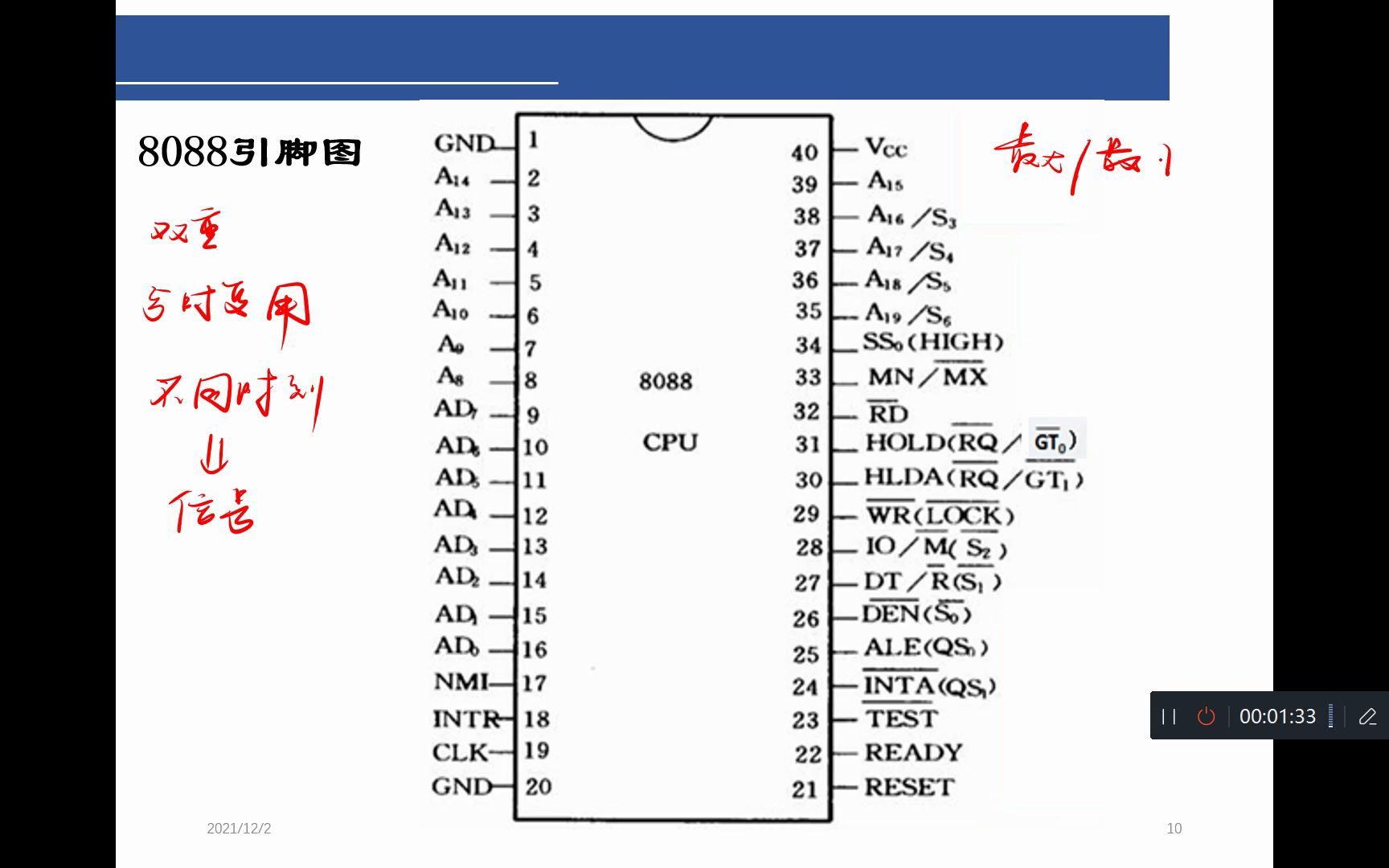 微型计算机原理之最小&最大模式下的8088引脚及其功能