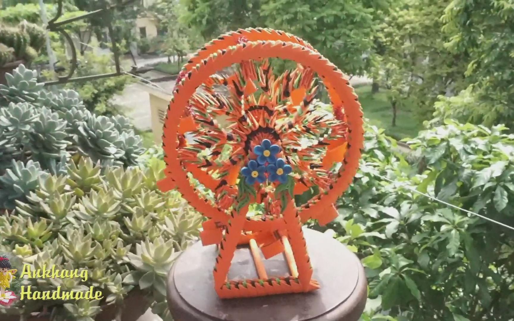 三角插工艺 3d折纸摩天轮教程 diy纸摩天轮 家居装饰