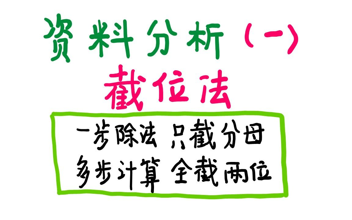 [图]资料分析——论除法速算，截位直除最可靠（快准狠）