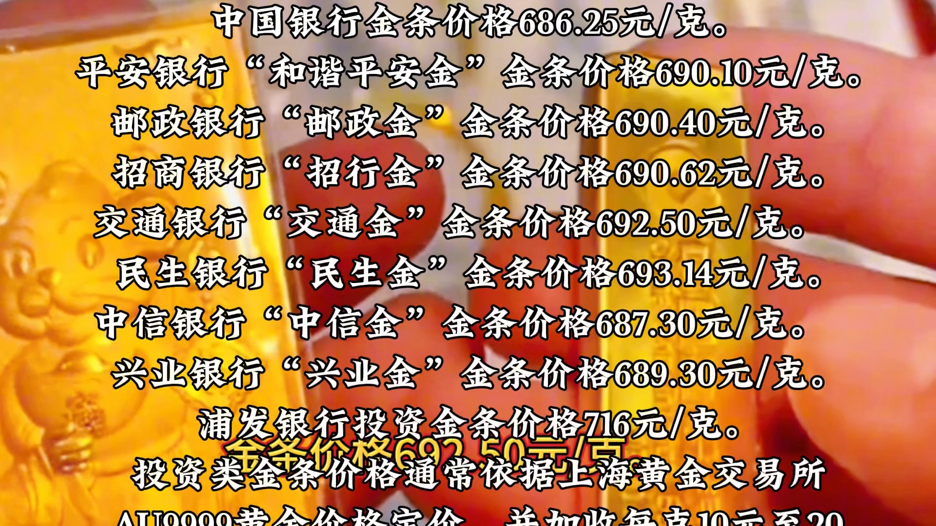 哪些银行出售金条最多