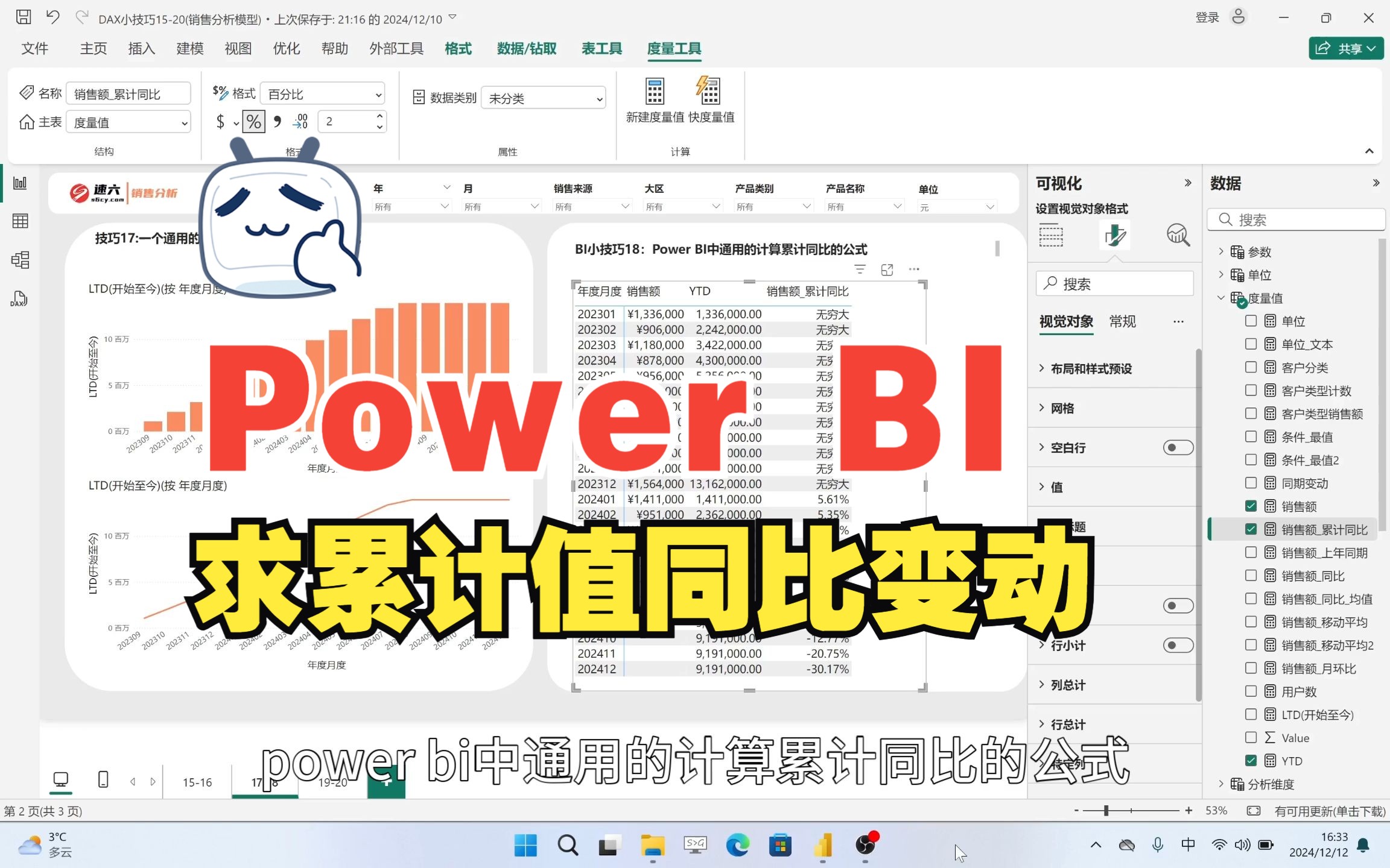 BI小技巧18:Power BI 计算累计同比变化的通用度量值哔哩哔哩bilibili