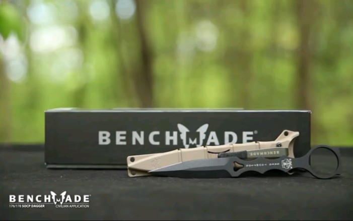 BENCHMADE蝴蝶176BK SOCP Dagger2019年新出改款 防卫手刺 440C不锈钢材质 一体龙骨 黑色消光涂层 附带K鞘及伞绳哔哩哔哩bilibili