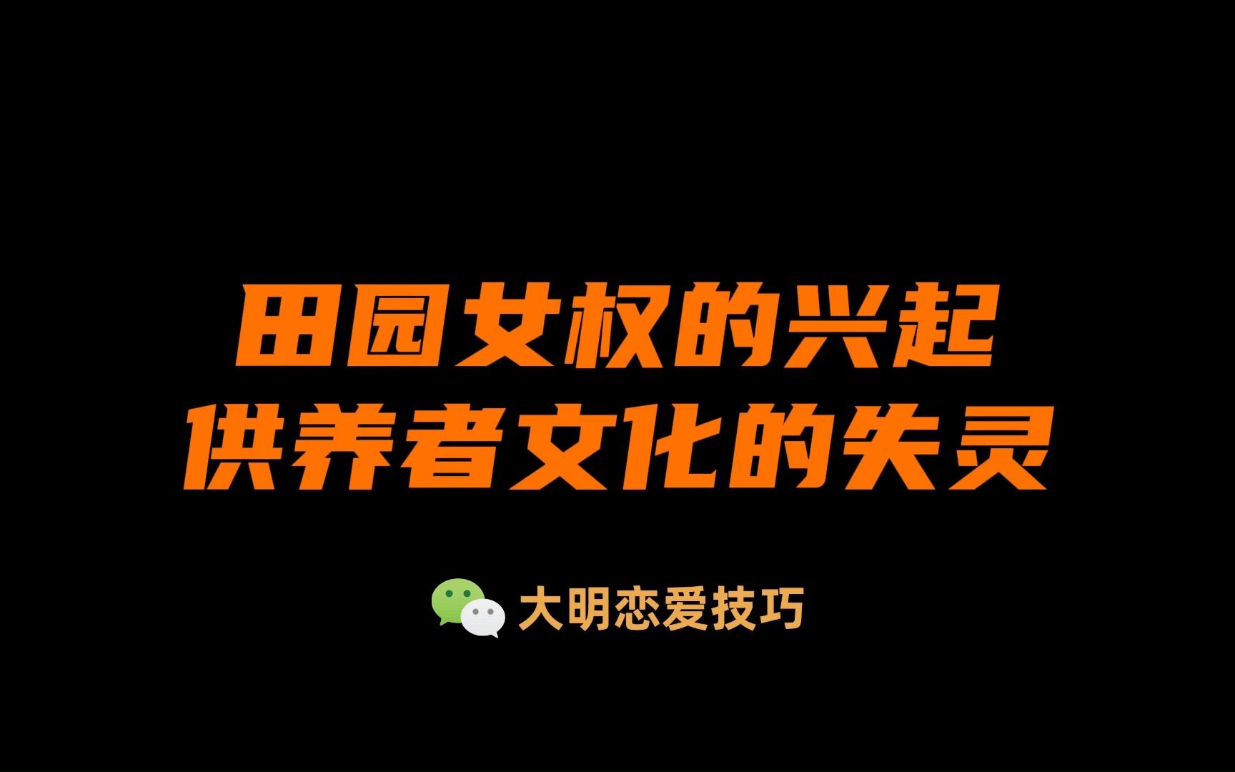 田园女权的兴起和供养者文化的失灵-大明恋爱技巧