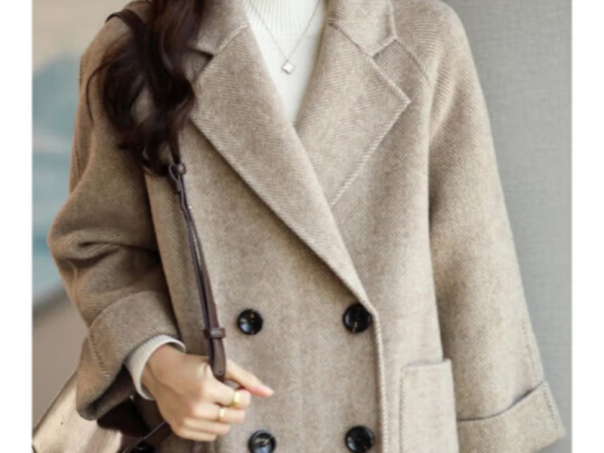 毛呢短外套女装2025年春秋新款韩版宽松时尚小