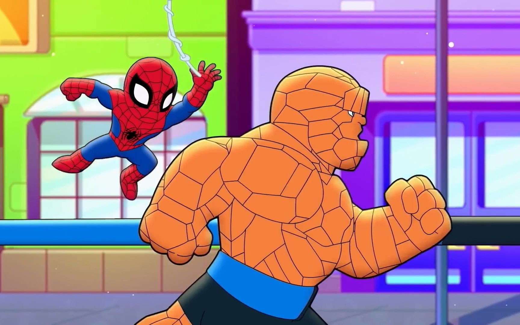 超级英雄动画,神奇四侠大战吸收人,惊奇队长制服大犀牛