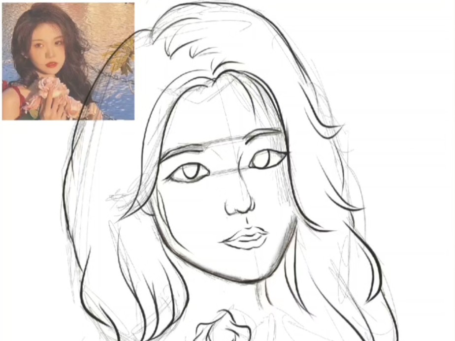 procreate头像勾线过程