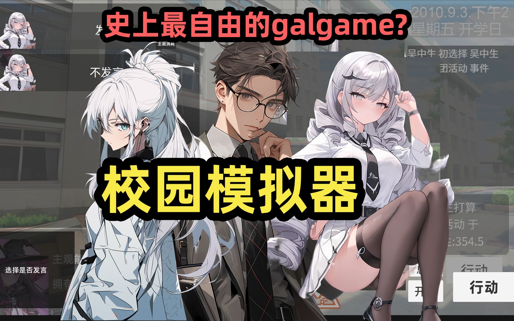 [图]我做了一款史上最自由的galgame？ 恋爱，校园，模拟经营，文字冒险，橙光游戏，AVG，乙女，肉鸽，养成，视觉小说。在《校园模拟器》里重启自己的青春