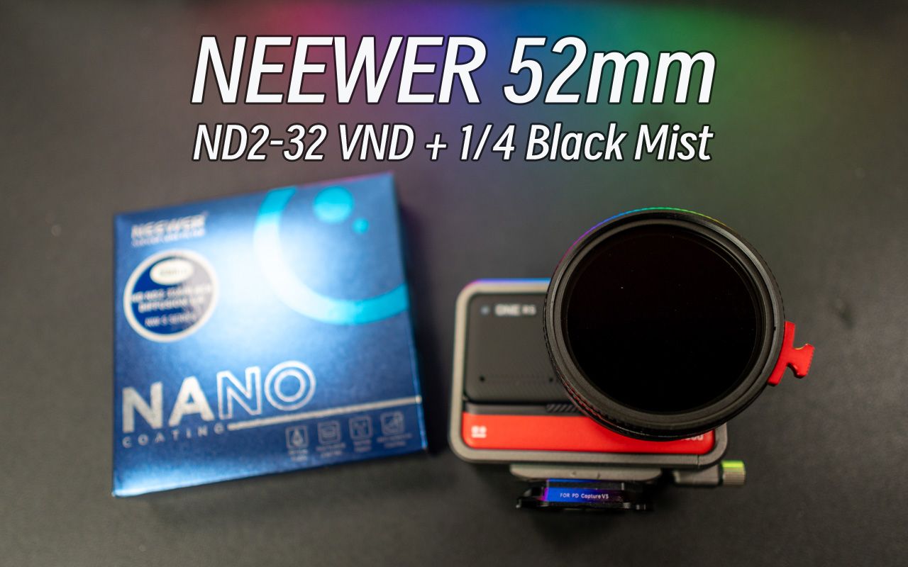 【纽尔】 Insta360 运动相机的神秘配件 复合滤镜的用法 NEEWER 52mm VND and 1/4 Black Mist哔哩哔哩bilibili