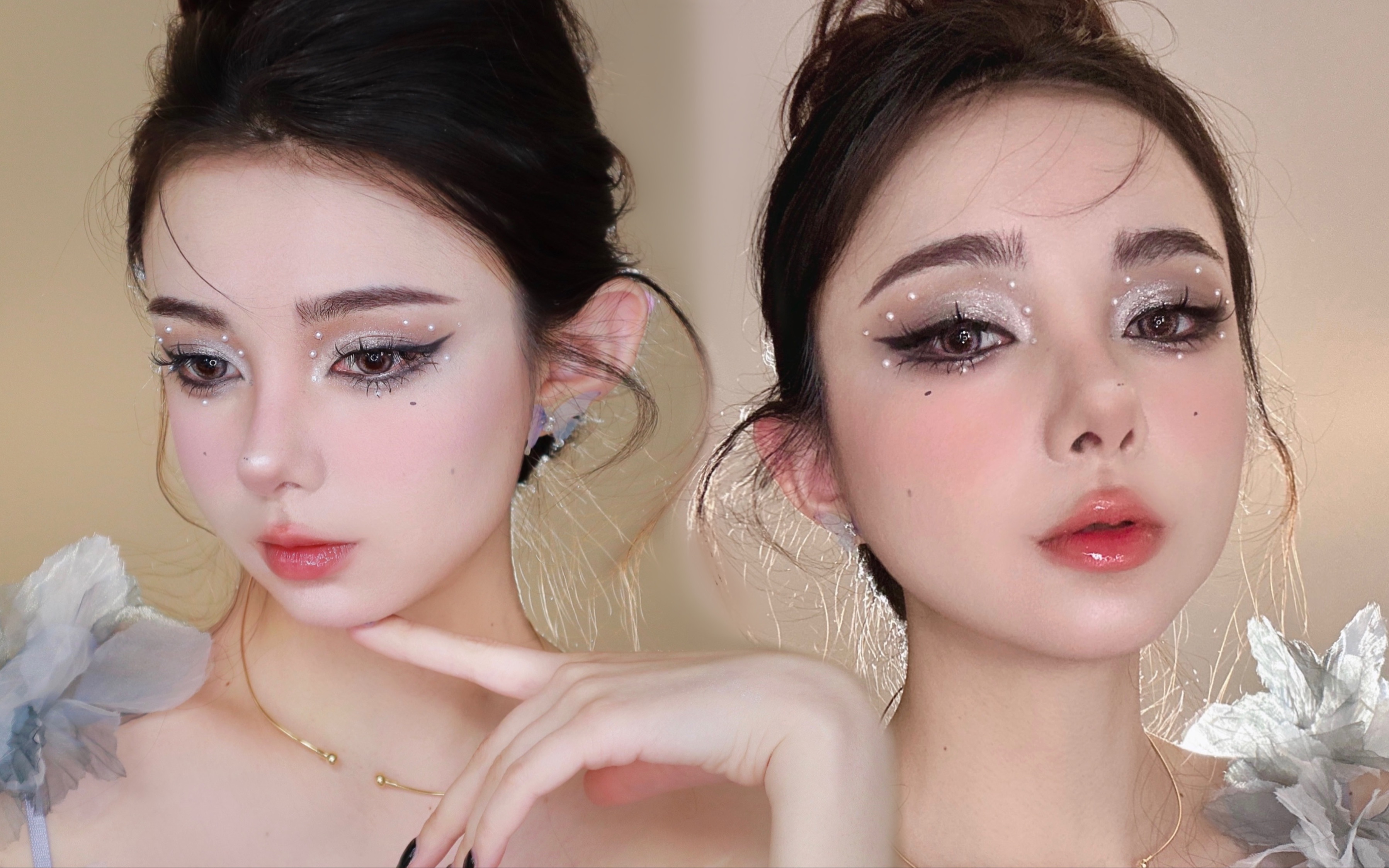 金属珍珠眼妆 灰色不是那么难驾驭嘛