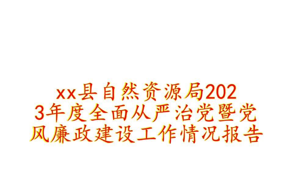 xx县自然资源局2023年度全面从严治党暨党风廉政建设工作情况报告哔哩哔哩bilibili