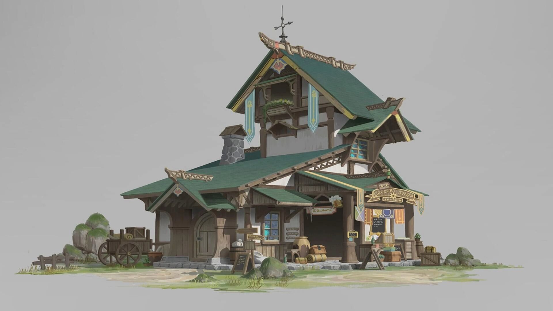 【3dmax场景建模】一组古代房子场景制作,从搭建box开始教学,好看的嘞