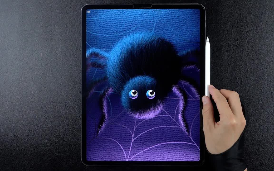 [procreate] ipad手绘-绘制一个黑色的毛绒绒蜘蛛draw a hairy spider