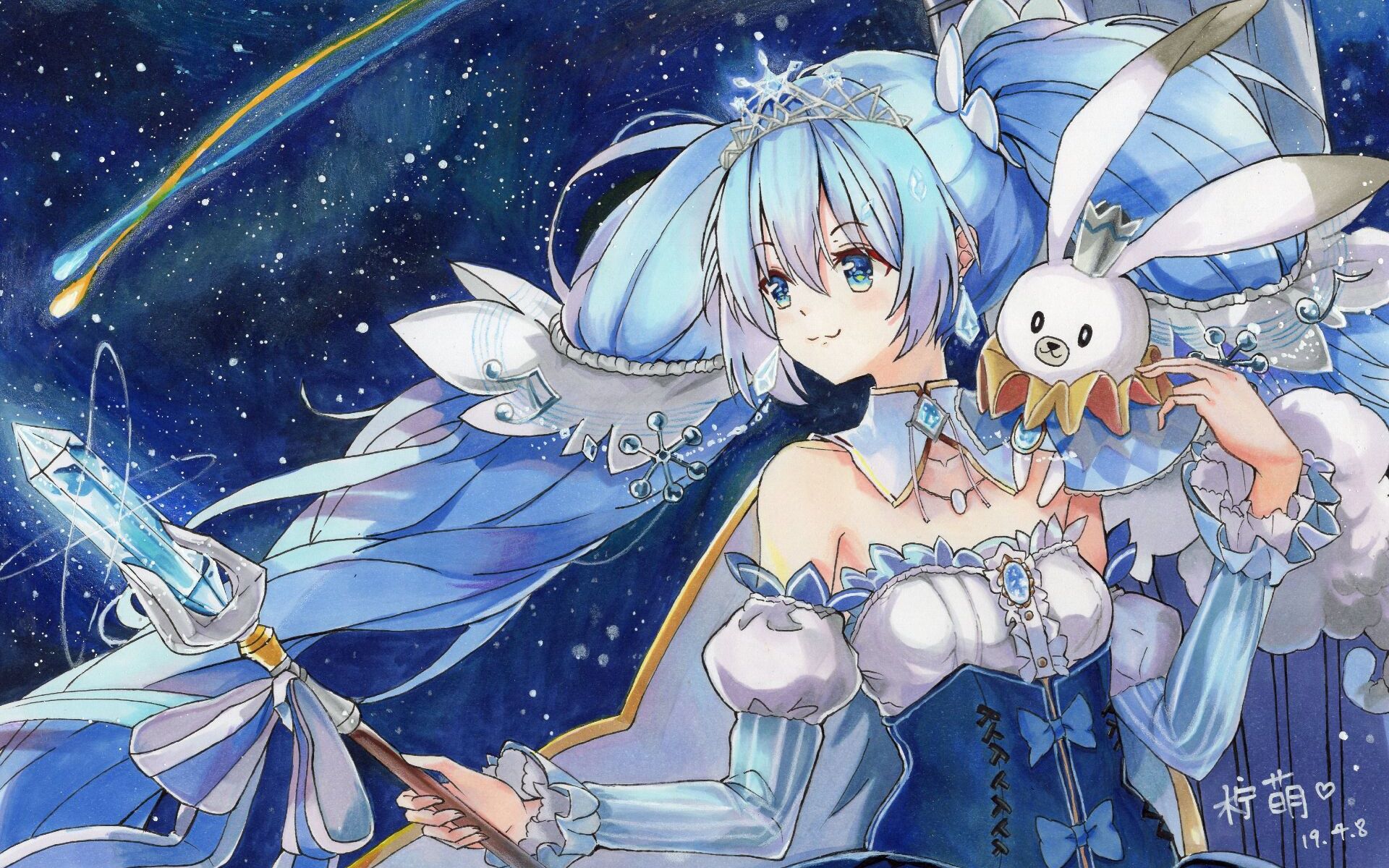 雪初音壁纸星空图片