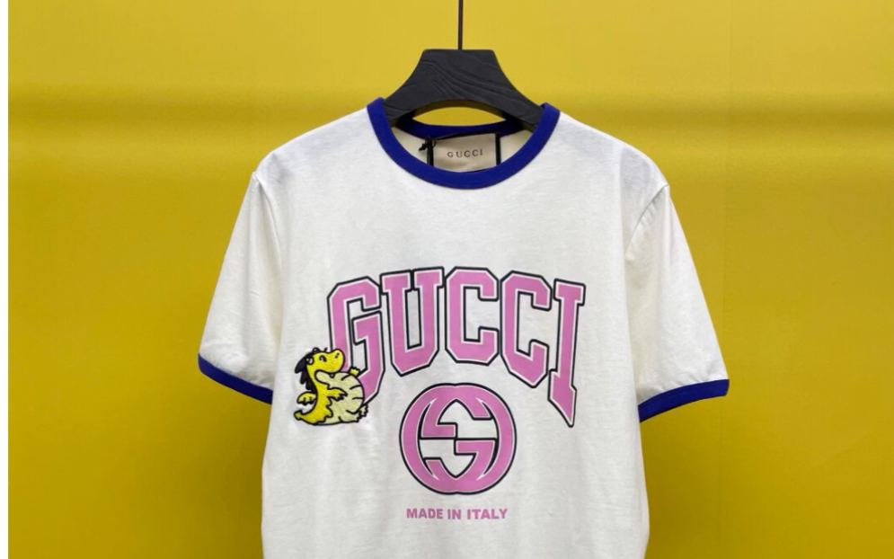 gucci古驰高仿24新款 93龙年系列 卡通刺绣泡泡龙圆领短袖t恤