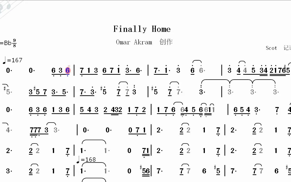 【经典纯音乐】Finally HomeOmar Akram制作动态简谱哔哩哔哩bilibili