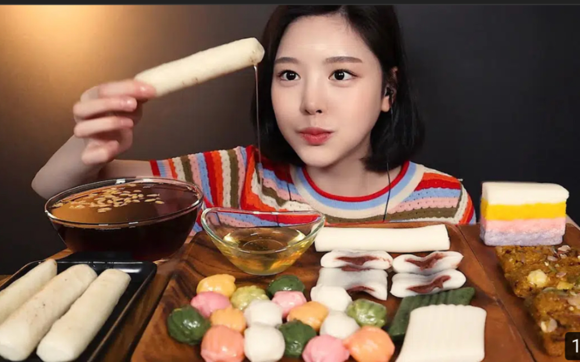 【韩国吃播boki】打糕,条形糕,米糕|诱惑喜欢糯唧唧食物的你