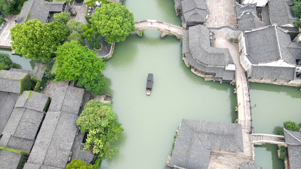 乌镇航拍 摄影 乌镇江南水乡电音