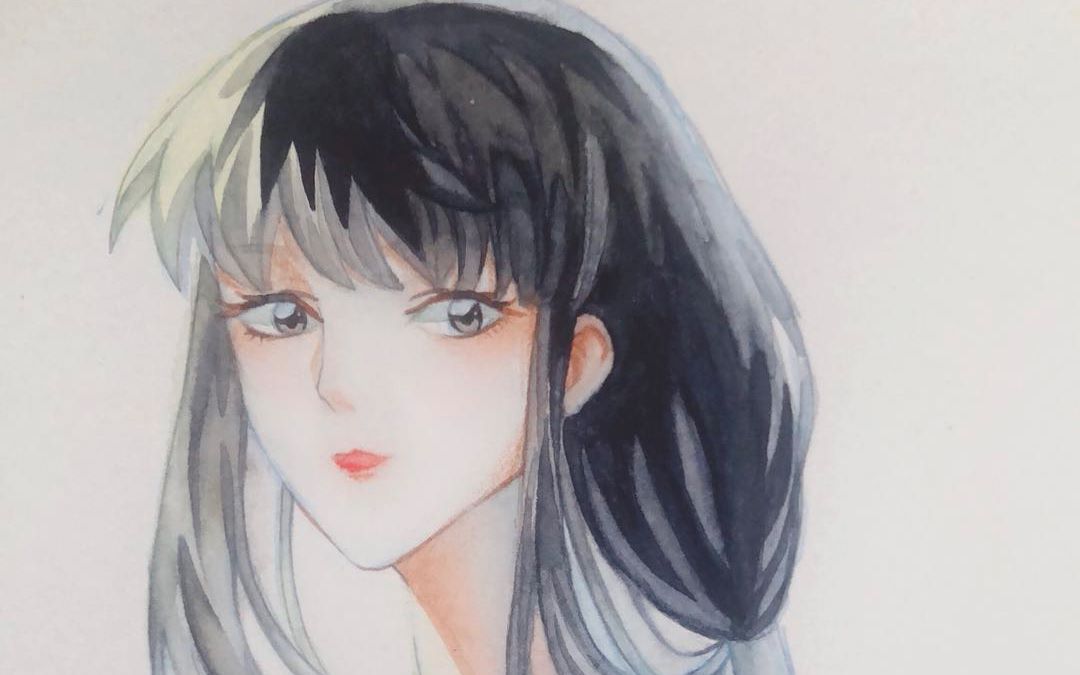 【水彩手绘】犬夜叉——桔梗 没错啦,是辣个女人,手残画的很渣颜色瞎