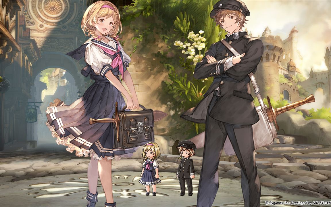 【granblue fantasy】主角「学生服」皮肤演示(古兰 & 姬塔)